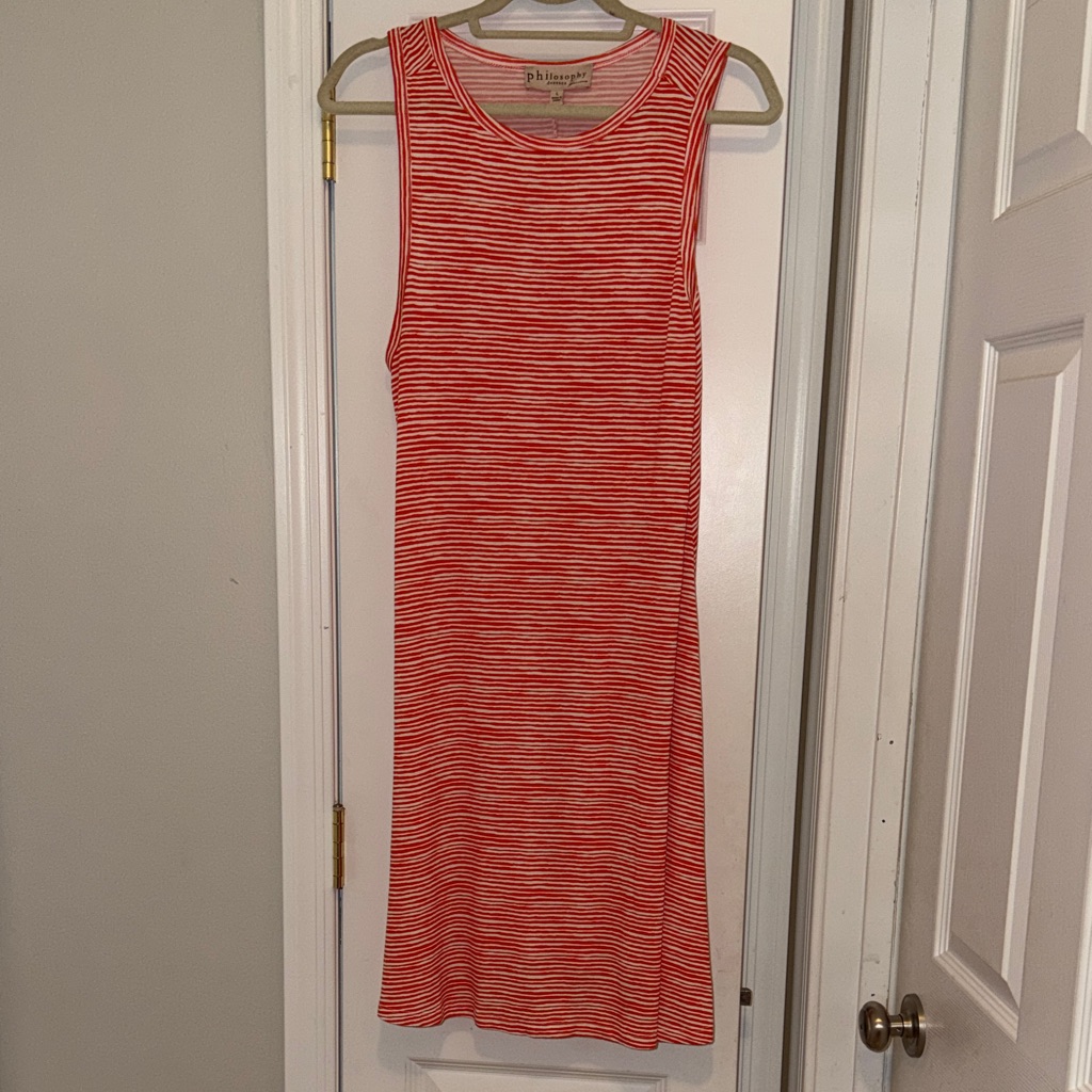 Philosophy Orange And White Striped Midi Dress
